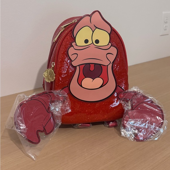 Loungefly Handbags - LOUNGEFLY X COLLECTORS OUTLET EXCLUSIVE DISNEY LITTLE MERMAID SEBASTIAN METALLIC